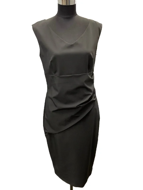 Sleeveless Ruched Cotton Stretch Dress In Black Elegant evening unclassified dresses