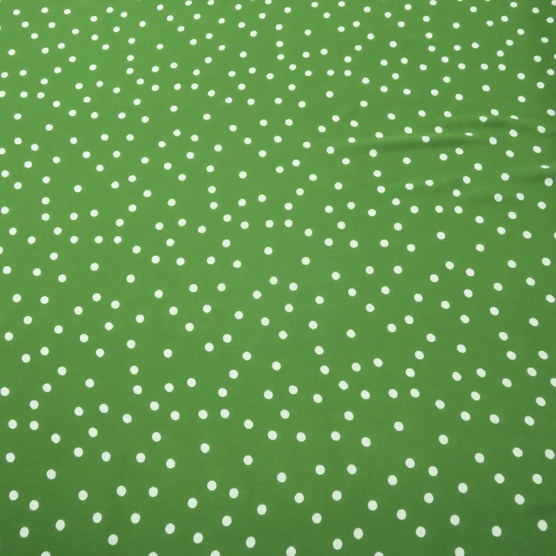 Small White Polka Dots on Moss Green Background Printed Crepe Fabric Lace unclassified dresses