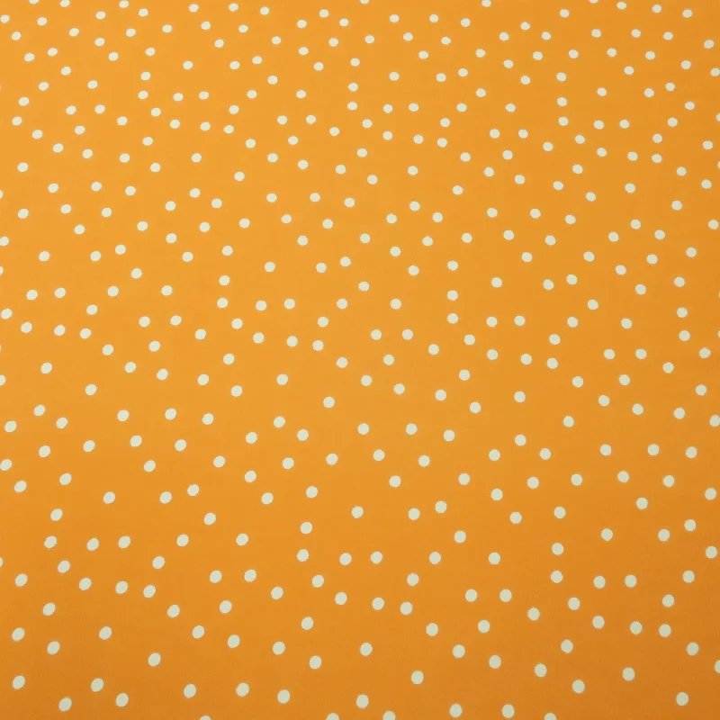 Small White Polka Dots on Orange Background Printed Crepe Fabric Minimalist unclassified dresses