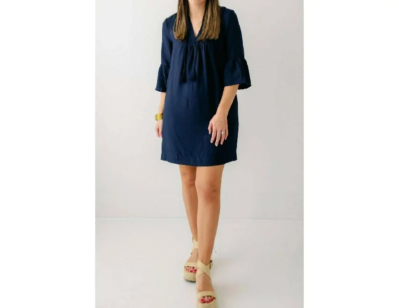 Tam Bell Sleeve Dress In Navy Anniversary unclassified dresses