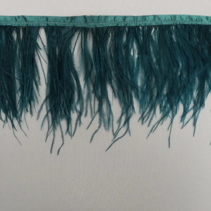 Teal Ostrich Feather Trim 2 PLY Street style unclassified dresses