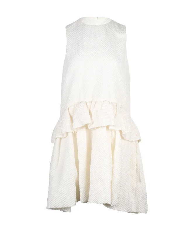 Victoria Victoria Beckham Cloqué Dress in White Silk Bright color unclassified dresses