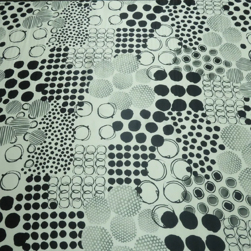 White and Black Circles Printed Silk Charmeuse Fabric Party unclassified dresses