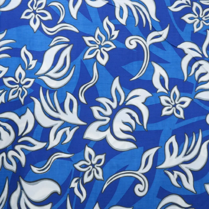 White Flowers on Blue Background Printed Cotton Blended Broadcloth Bodycon unclassified dresses