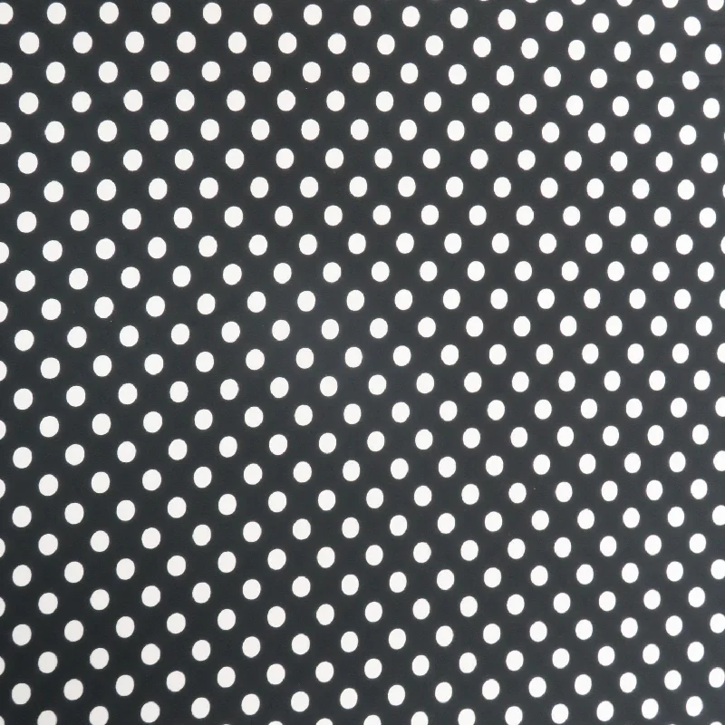 White Polka Dots on a Black Background Printed Spandex Stretch Fabric Lounge unclassified dresses