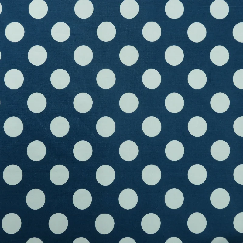 White Polkadots on Navy Background Printed Cotton High-low unclassified dresses