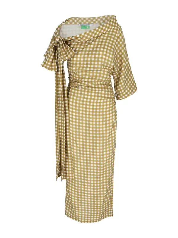 Women's Bowie Vichy Dress In Caramel Gingham Lace unclassified dresses