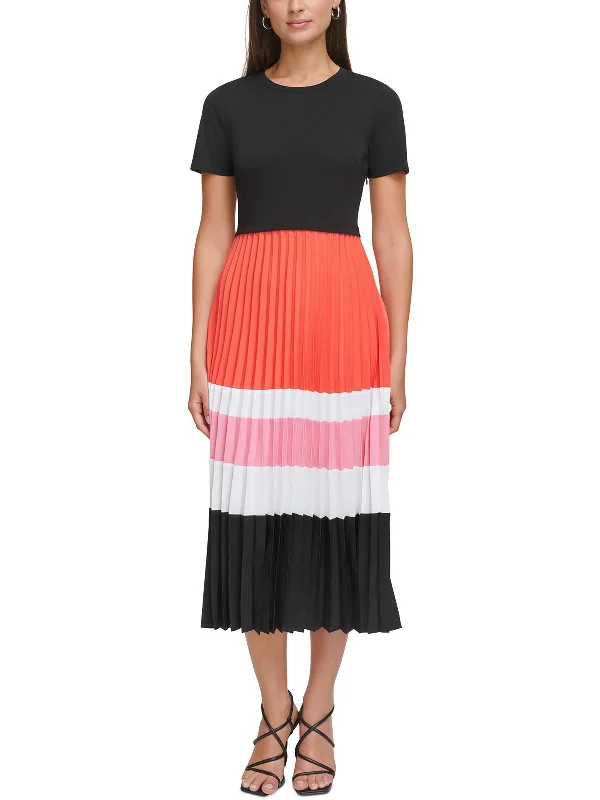 Womens Colorblock Work day wear Midi Dress Lace-up Midi Skirt