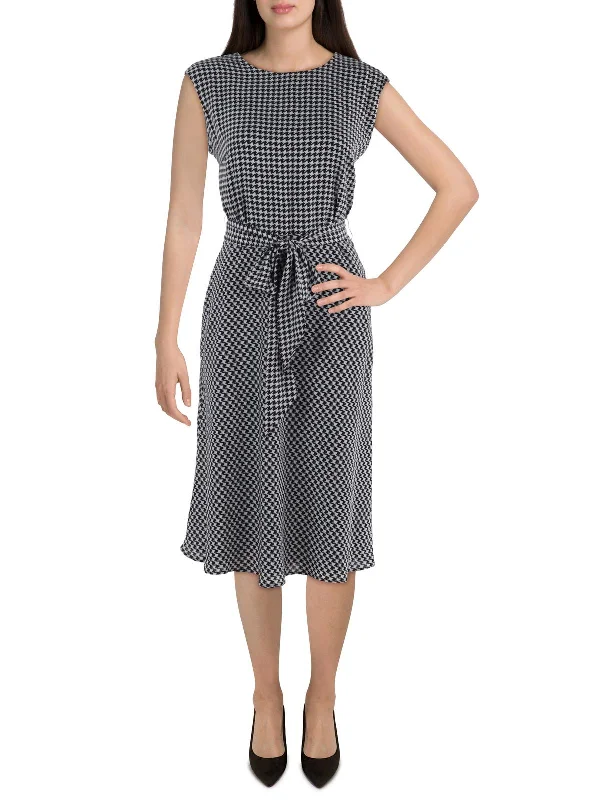 Womens Houndstooth Knee-Length Wear To Work Dress Off-shoulder unclassified dresses