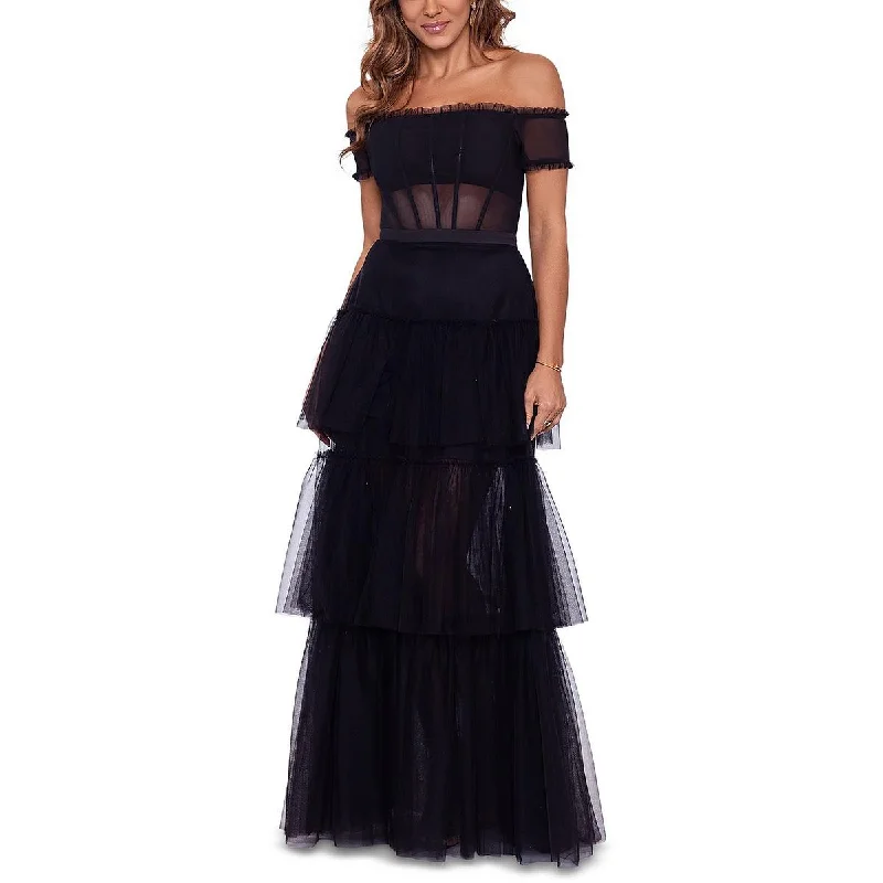 Womens Off-The-Shoulder Tiered Evening Dress Corset unclassified dresses