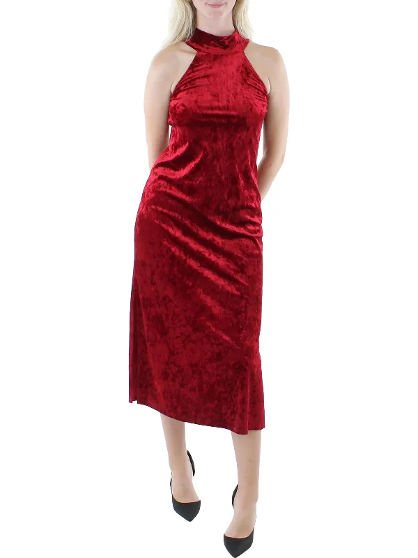 Womens Velvet Halter Halter Dress Bright color unclassified dresses